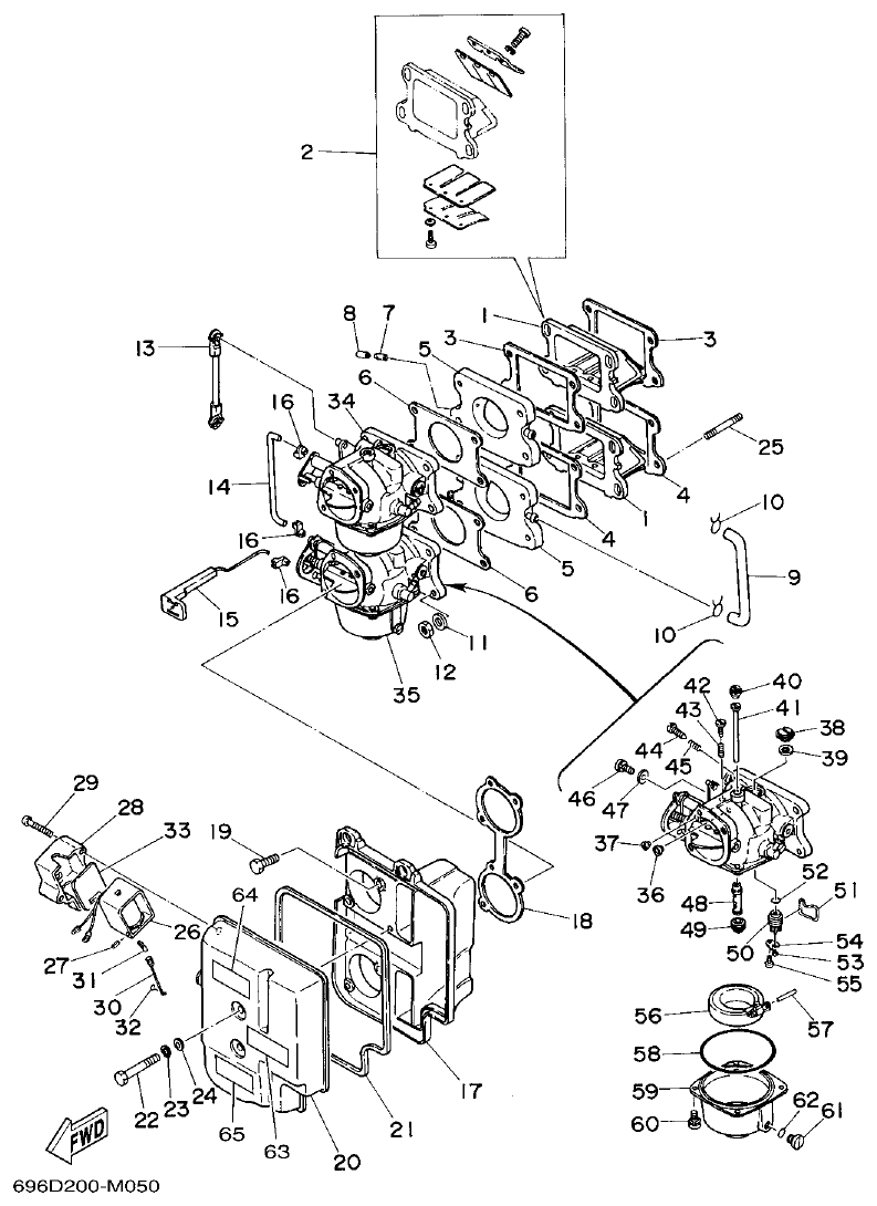 Yamaha E48C, E55C, 55B, E48CMH, E55CMH INTAKE parts diagram